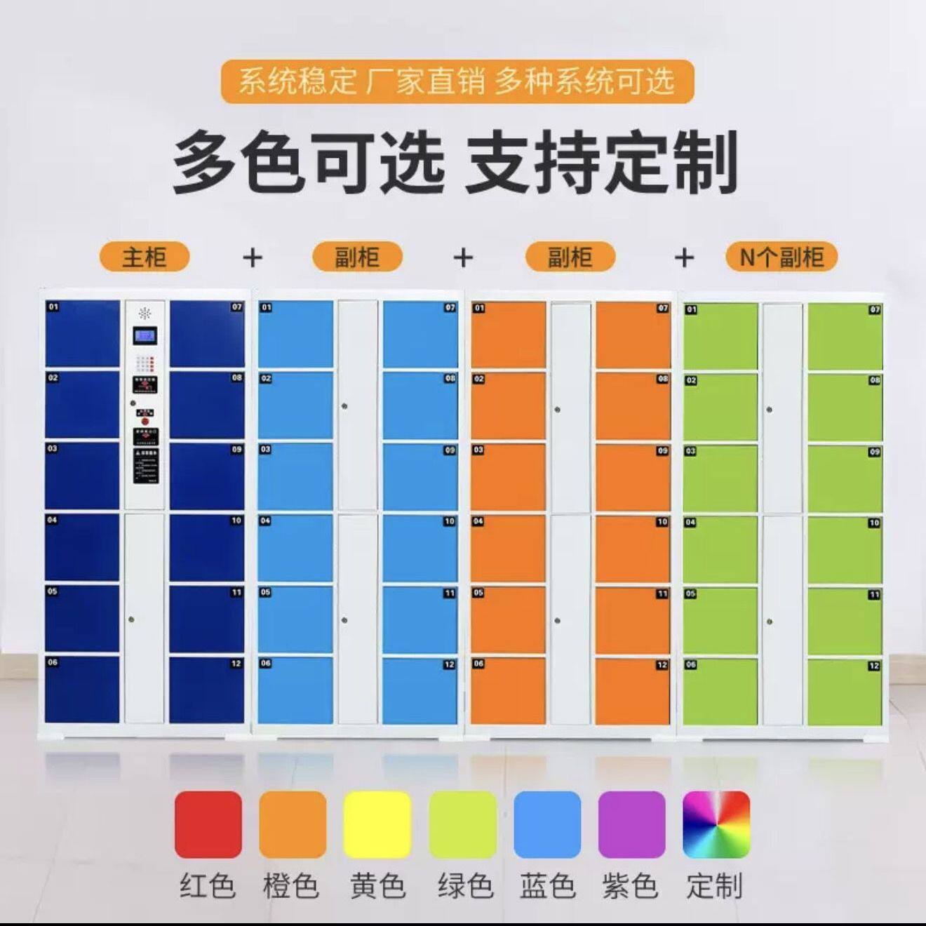 超市存包柜商场指纹条码刷卡扫码智能手机寄存电子人脸识别储物柜