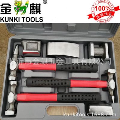 厂家供应七件套红黑半包塑柄锻打汽车修理钣金工具 K7PCS002
