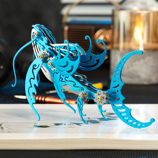 魔客金属拼图神兽海洋生物鲸鱼鲲机械鲨鱼DIY手工拼装模型玩具男