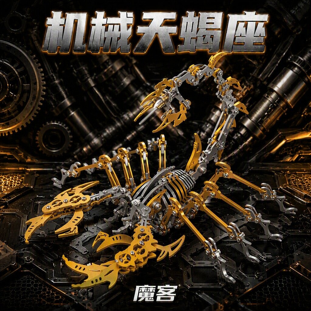 钢魔客天蝎座蝎子王拼图机械立体3d魔蝎金属模型成年玩具组装礼物
