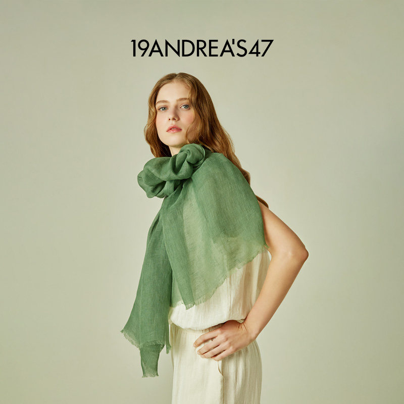 19ANDREA'S47 春夏Lino系列纯色深染亚麻披肩