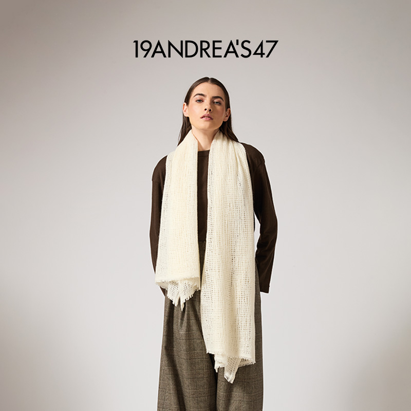 秋冬Weave网眼编织纯羊绒围巾