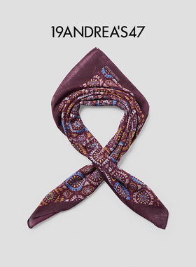 【新年礼物】19ANDREA'S47 Square Indie 秋冬印花纯羊绒方巾男女