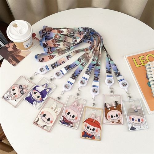 C系-拉布布透明卡套可伸缩y饭卡包透明卡通厂牌工牌校牌保护套