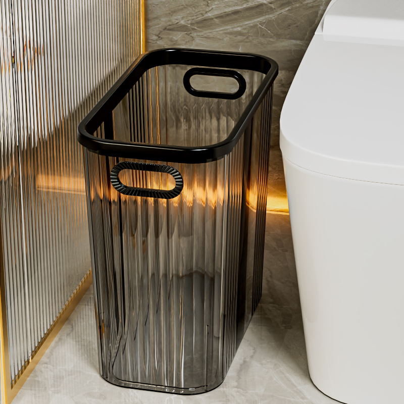 卫生间夹缝垃圾桶家用厕所长方形手提窄缝厨房洗手间W透明轻奢纸