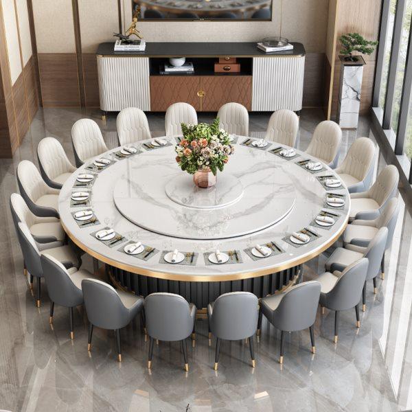 酒店电动岩板餐桌商用会所饭店包厢带转盘20人大圆桌电磁炉火锅桌,住宅家具,岩板餐桌,淘宝优惠券,粉丝福利购,淘宝优惠卷