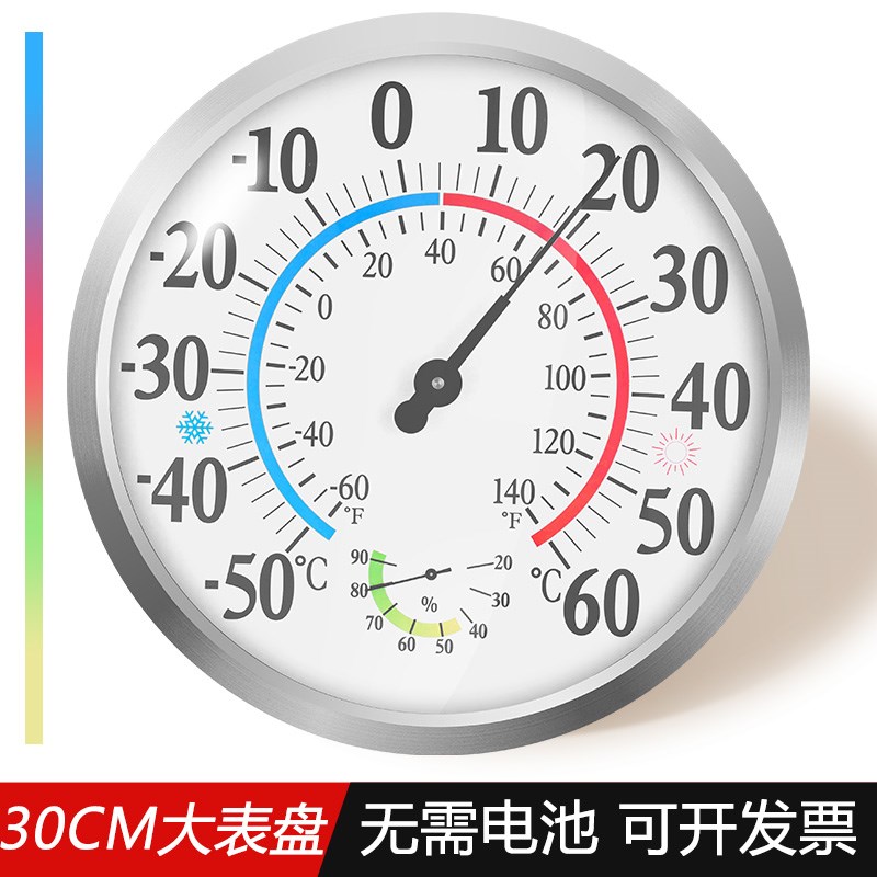 德国精选进口三印温湿度计家用室内仓库车间冷库实验室U30CM大壁