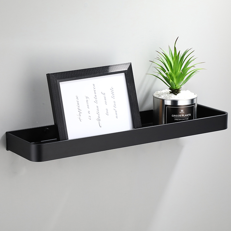 黑色卫生间浴室置物架 s太空铝镜前架洗手间洗漱台毛巾收纳免打孔