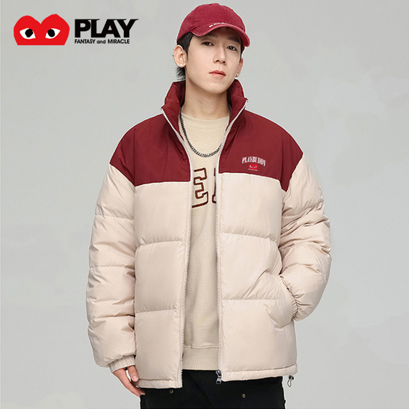 PLAY BUDDY冬季羽绒服男女同款羽绒外套爱心标潮牌外套