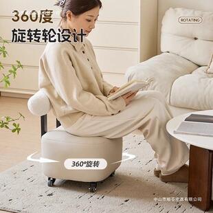 家用溜创溜滑凳简YIB约换鞋凳靠背沙发轮凳子客万向轮旋厅转意矮