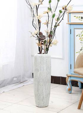 景德镇陶瓷落地大花瓶干花白色泡泡器釉现代花美式06.200-0234/05