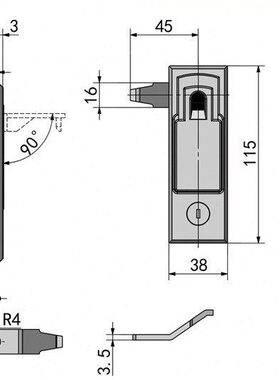 XAX71/72平面锁 把手按压转动式平面锁 同规格