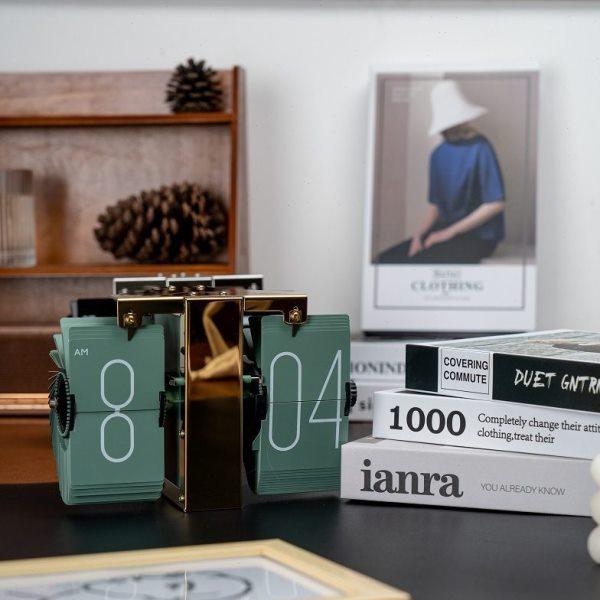 北欧复古翻页时钟客厅桌面座钟简约轻奢墙壁小挂钟自动机械翻页钟,家居饰品,立钟/落地钟,淘宝优惠券,粉丝福利购,淘宝优惠卷