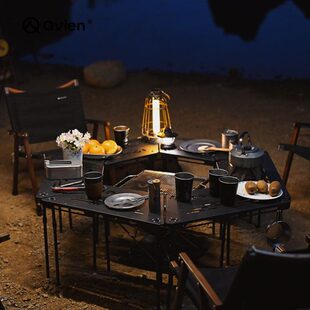 山趣户外烧烤桌子露营铝合金焚火台围炉桌拼接随意组合便携折叠桌