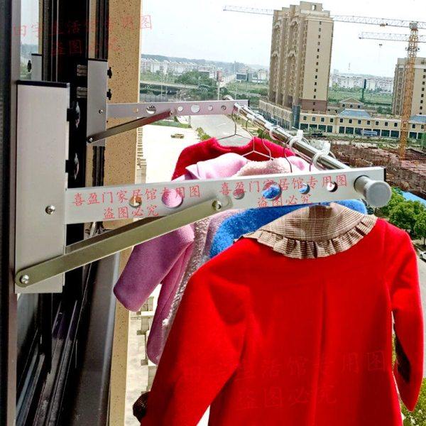 晒被子神器窗户晾衣架伸缩晒衣杆免打孔阳台晾衣杆不锈钢室外架子,收纳整理,金属衣架,淘宝优惠券,粉丝福利购,淘宝优惠卷