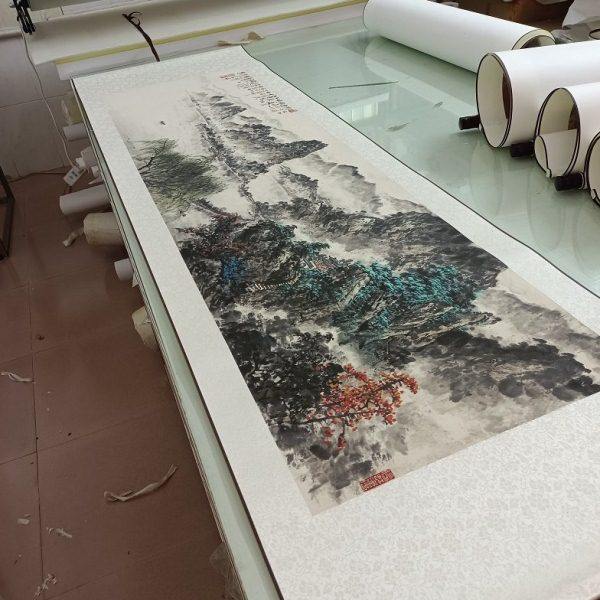 蔡景星-借问西湖客厅大堂会所巨幅中式国画装饰画微喷复制山水画