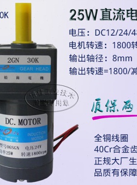 25W 直流有刷 DC24V 12V 48V 06SGN+2GN20~50K 松岗齿轮减速电机