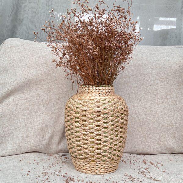 蒲草纯手工编制花瓶干花篮花盆摆件草编装饰田园