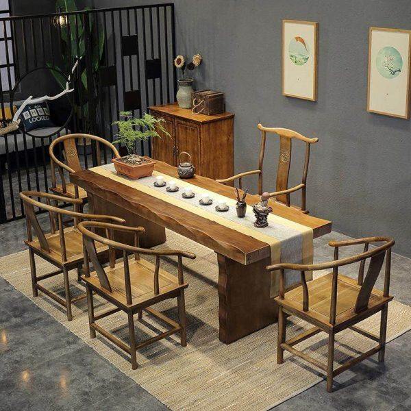 古典中式茶馆实木茶桌 家用泡茶茶桌椅组合办公接待室茶台可定制