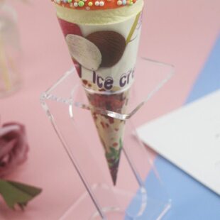 1孔Z字型亚克力蛋筒展示架 1孔冰激凌托架亚克力冰淇淋架