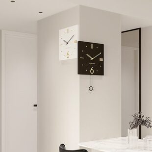 2024新款钟表挂钟客厅家用转角时针客厅时尚创意拐角个性静音双面
