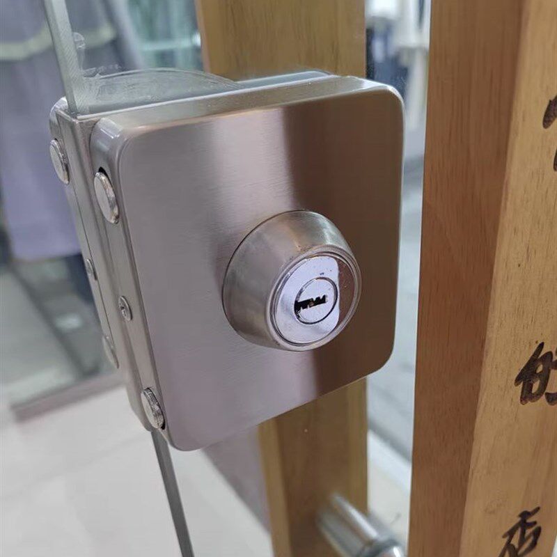 方型双开门玻璃门插锁免开孔方形玻璃门锁单门双门锁单开双开锁