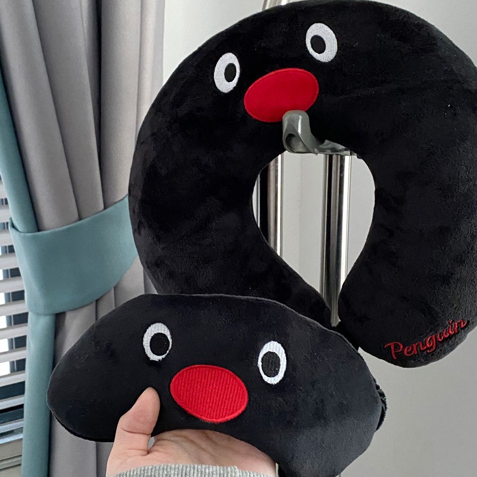 ins自制pingu企鹅午睡U型枕眼罩套装旅行可携式睡觉挂颈护颈枕头
