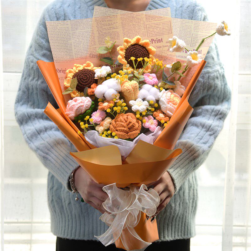成品发货 毛线编织针织花束 向日葵送女友闺蜜结婚生日请人节礼物