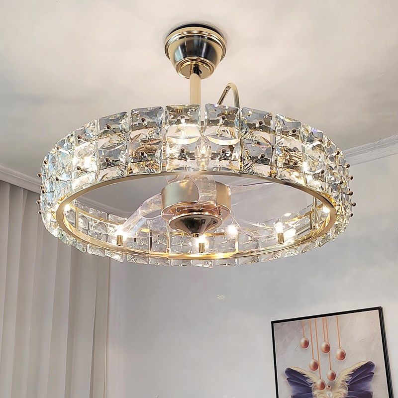 轻奢水晶风扇灯客厅家用卧室餐厅智能遥控一体高档吊扇灯2024新款,家装灯饰光源,风扇灯,淘宝优惠券,粉丝福利购,淘宝优惠卷