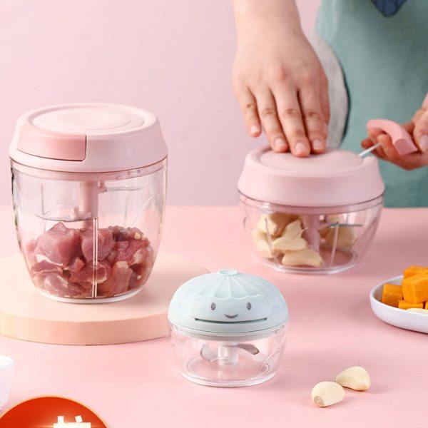 家用厨房迷你手拉式搅拌机 辅食捣蒜泥蓉绞肉器 手动打姜切菜神器