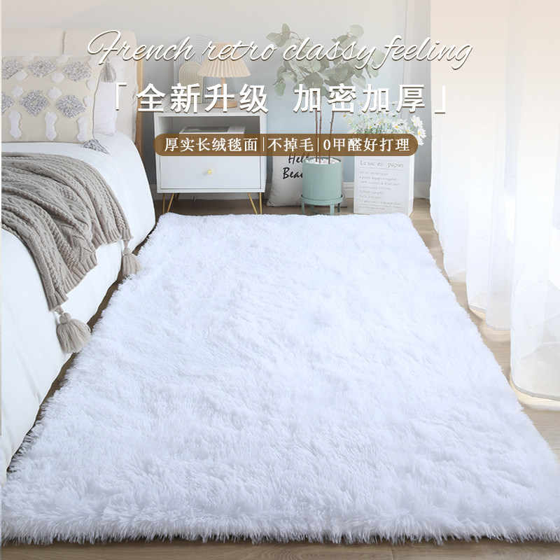 纯色轻奢床边毯卧室衣帽间隔凉保暖地垫毛毯长绒客厅沙发茶几地垫