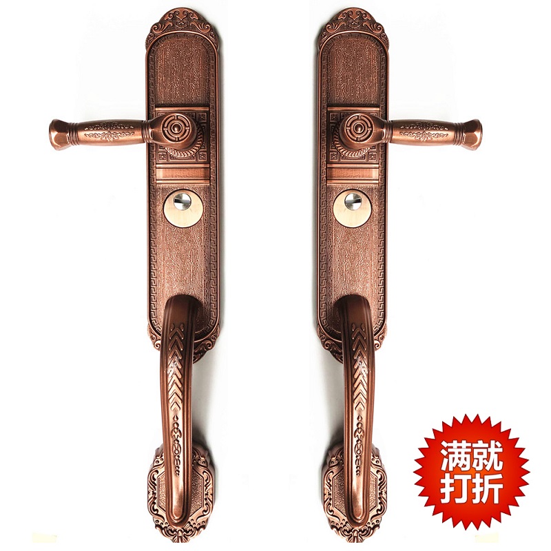 豪华铝合金加厚把手别墅双开门对开门子母门拉手欧式仿古防盗门锁
