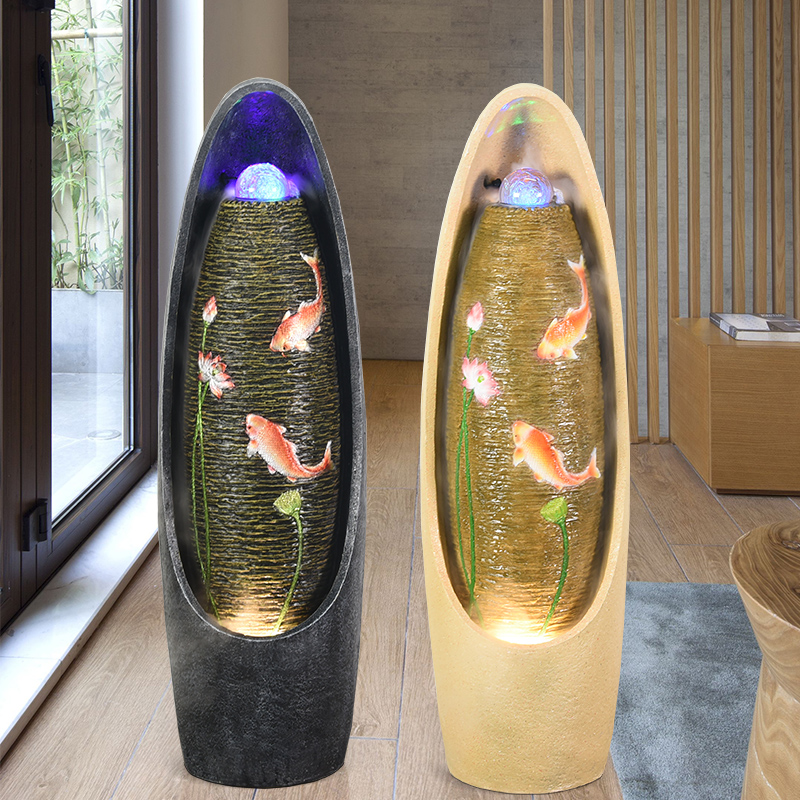 欧式流水喷泉装饰招财蛋风水轮客厅办公室落地摆件开业礼品加湿器