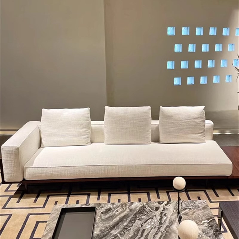 新中式黑胡桃木布艺沙发2025新款高端客L厅实木直排沙发三人位定