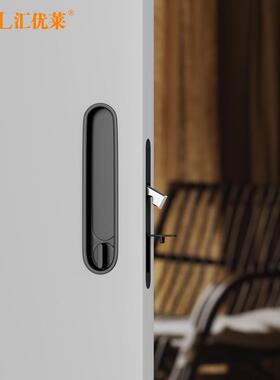 X2270实木移门门锁黑色阳台推拉钩锁卫生间厨房门趟门钩锁无钥口