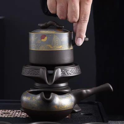家紫砂茶具轻奢高档000101套装用懒人自动石磨壶泡茶神器功茶夫茶