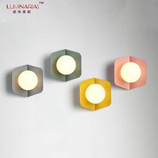 壁灯北道欧彩色卡龙灯具创意卧室壁灯走廊过楼梯壁83897马灯客厅