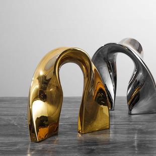 意北黑白软装几何陶丝带极GXB简现代欧家居样板瓷房艺术饰创品摆