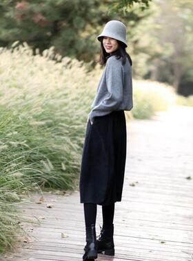 苞毛半身裙秋羊冬显显瘦花冬苞半裙遮裙胯子瘦季花SYP毛WVU呢半身