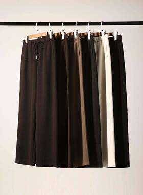 加绒版S丝R醋羊酸绒桑蚕休闲系裤 秋冬YIP I带松紧显腰瘦直筒裤女