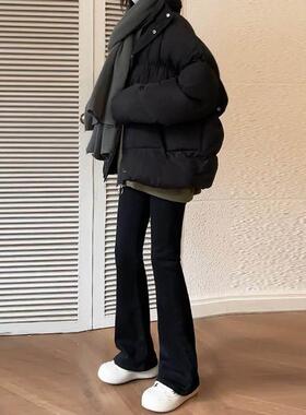 色绒喇叭H3010C2黑绒微喇牛仔裤女秋加冬加0厚2薄2裤H3010SC25新