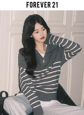 roev1er2秋冬懒风加XX-慵806-1F厚 针织毛衣女黑XX-806-1拉色条纹