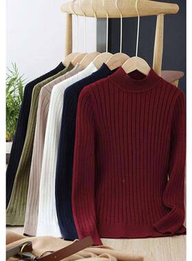 春季新装厚885\\\\\衣半领身长袖针织打底885//款X高10衫毛女修黑