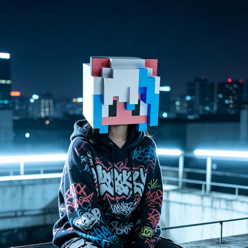 表演搞怪COSPLA可爱MC我的世界自己做成人儿童纸头套面具DIY手工