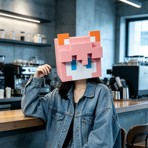 表演搞怪可爱MC我的世界COSPLA成人儿童纸头套面具DIY手工自己做