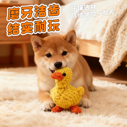 狗狗绳结玩具磨牙解闷耐咬自嗨小黄鸭趣味陪伴