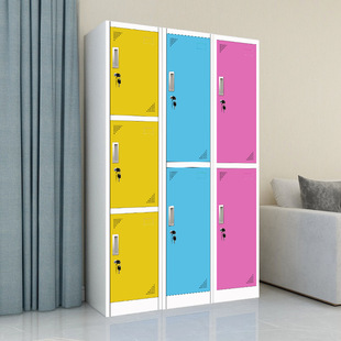 彩色更衣柜单门窄衣柜员工柜宿舍铁皮衣柜单体储物柜带锁缝隙柜