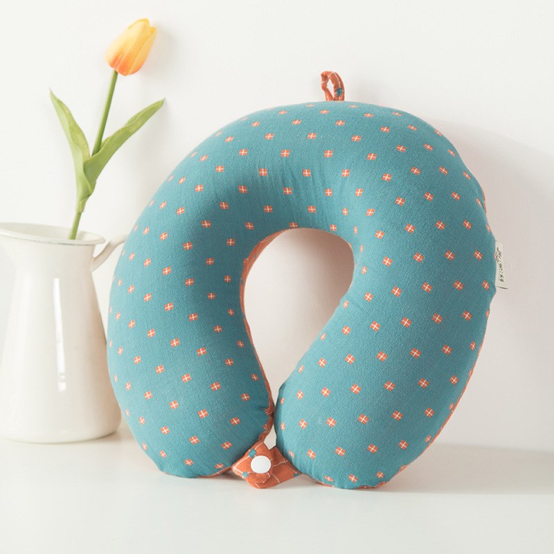 全棉柔软弹力记忆棉U形枕多w色可选时尚撞色格纹护颈枕飞机用午休