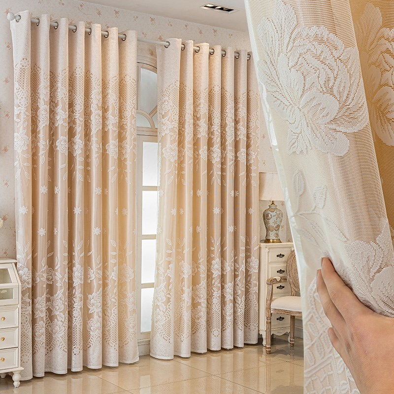 欧式高档奢华大气绣花窗帘布纱双层客厅卧室遮光S轻奢现代简约阳