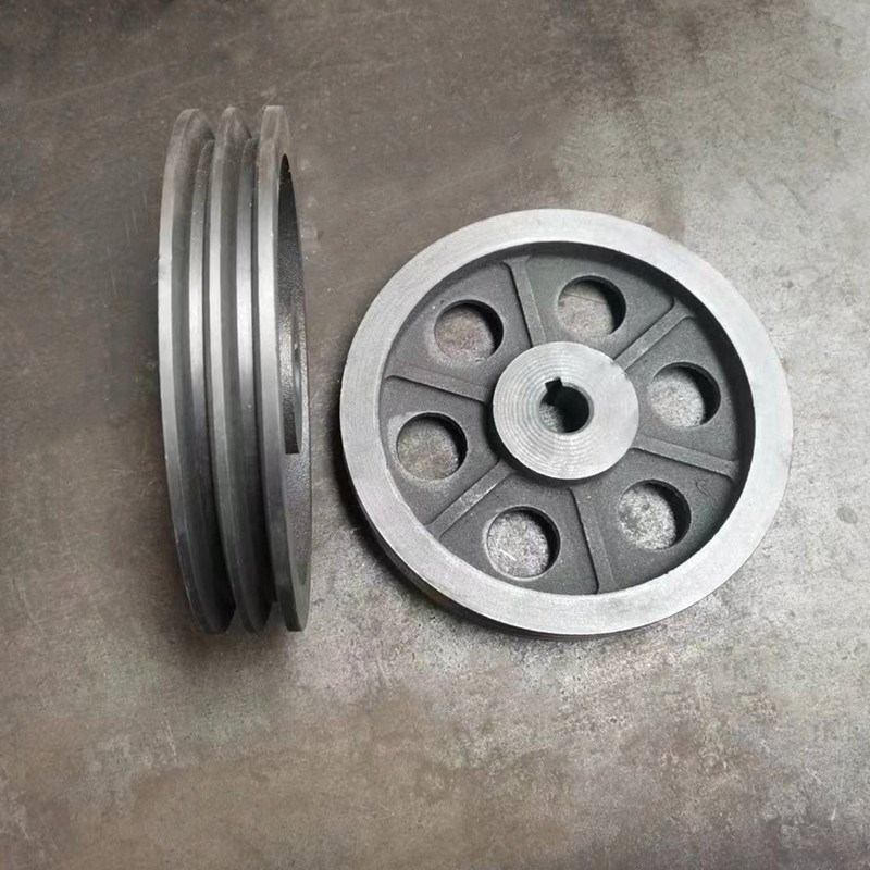 三角皮带轮工业皮带盘2槽B型双槽铸铁电机槽轮外径100U-300电机轮